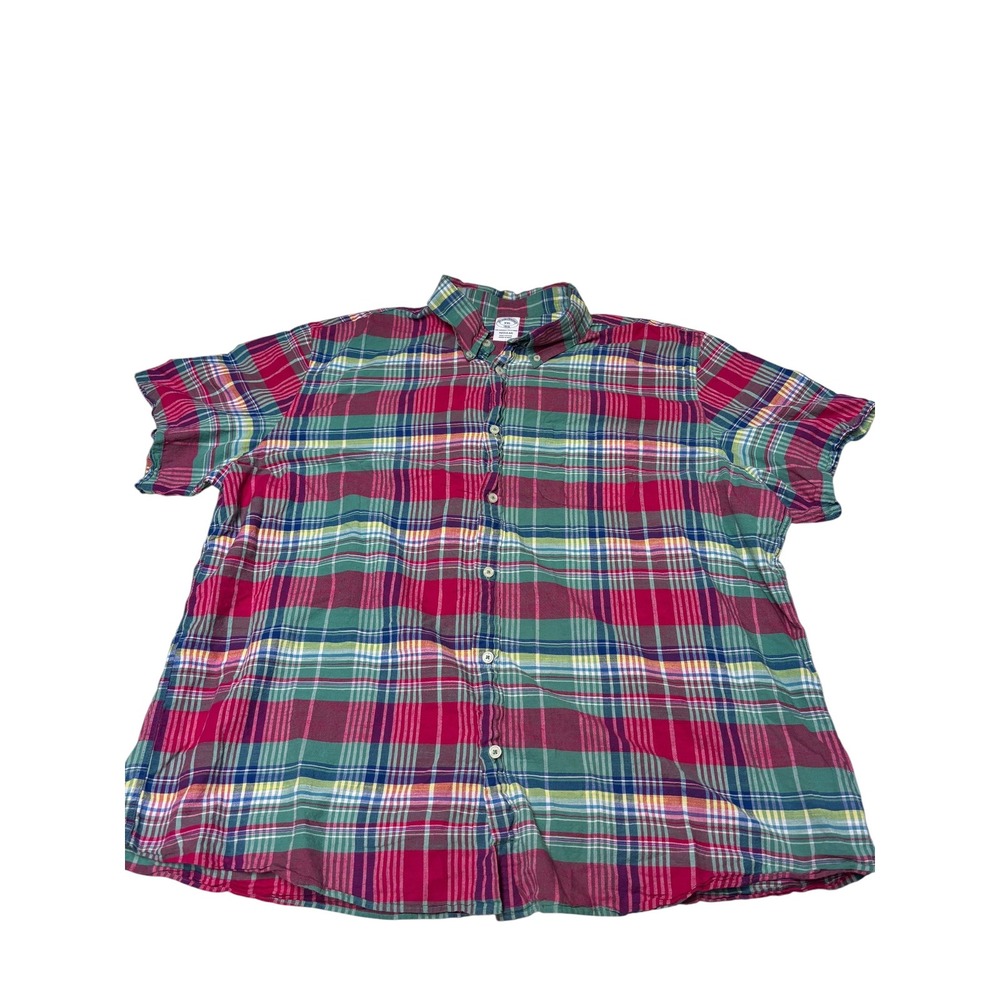Brooks Brothers XXL Regular Fit Plaid Short Sleeve Button Down Shirt Multi-Color